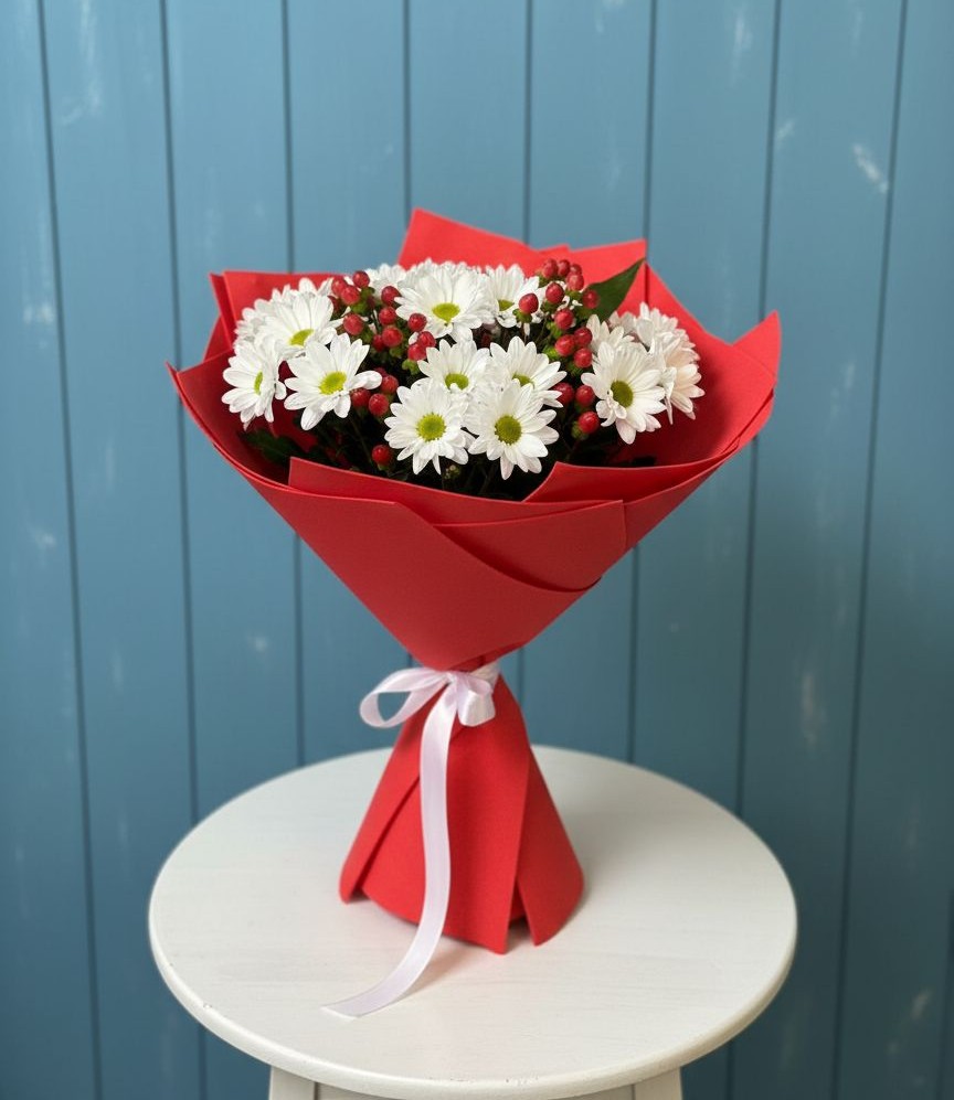 Букет ягоды на снегу в Ульяновске Букет цветов из: Хризантемы в Ульяновске