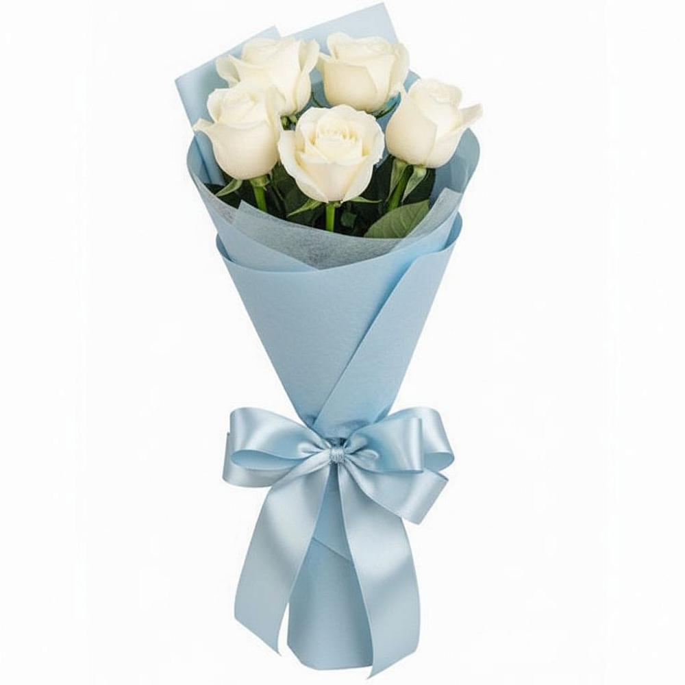 5 Белых роз Проуд в Ульяновске Букет 5 Белых роз Проуд в Ульяновске