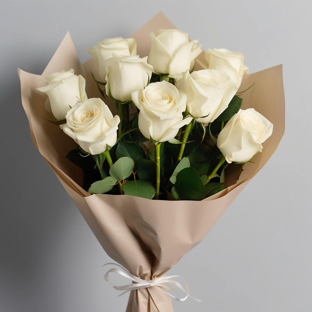 9 Белых роз Эдлесс Лав в Ульяновске Букет 9 Белых роз Эдлесс Лав в Ульяновске