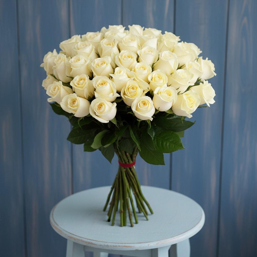 51 Белая роза Эдлесс Лав в Ульяновске Букет 51 Белая роза Эдлесс Лав в Ульяновске