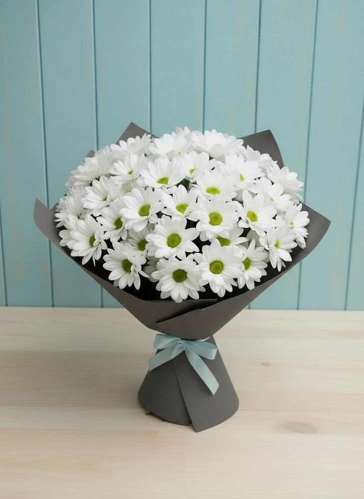 Букет белые хризантемы в Ульяновске Букет цветов из: Хризантемы в Ульяновске