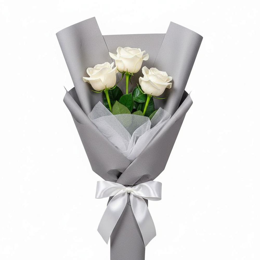 Букет 3 белые розы в Ульяновске Букет 3 белые розы в Ульяновске