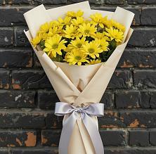 Букет Желтое настроение в Ульяновске Букет цветов из:  Хризантемы в Ульяновске