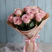 9 розовых роз в Ульяновске Букет цветов из:  Розы в Ульяновске