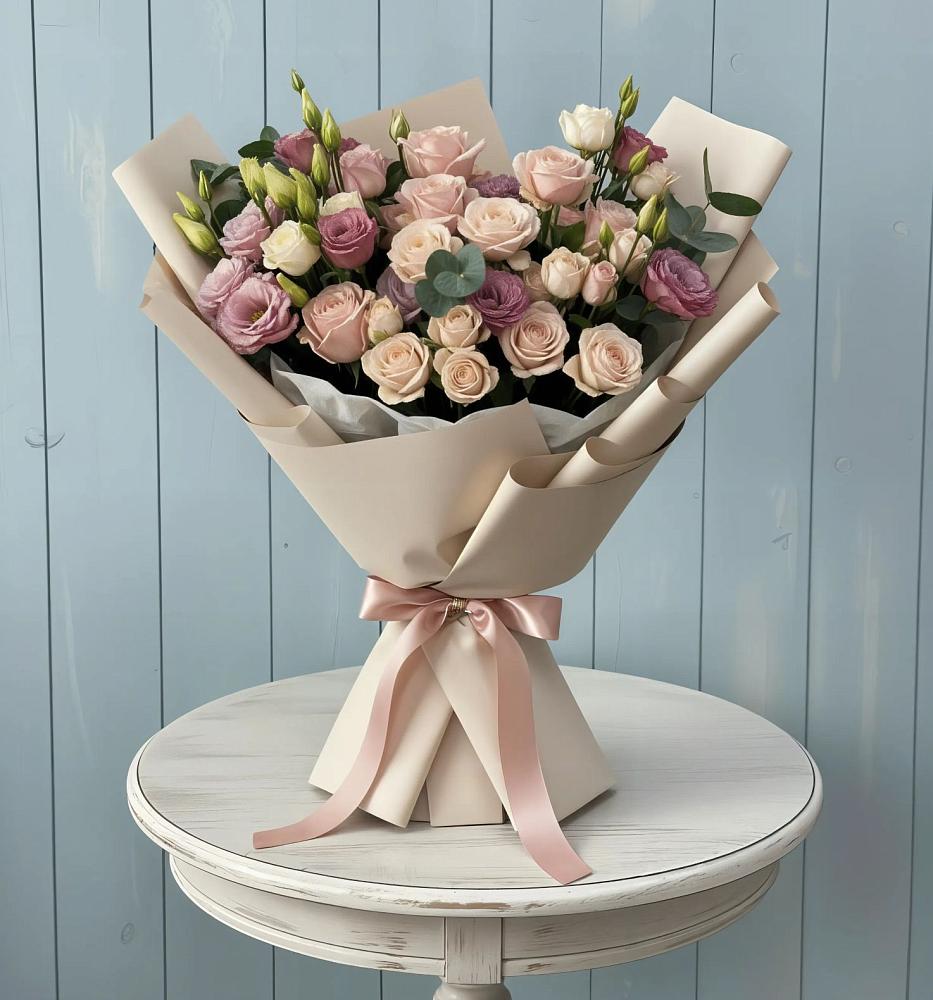 Букет бодрость в Ульяновске Букет цветов из: Розы и Лизиантусы в Ульяновске