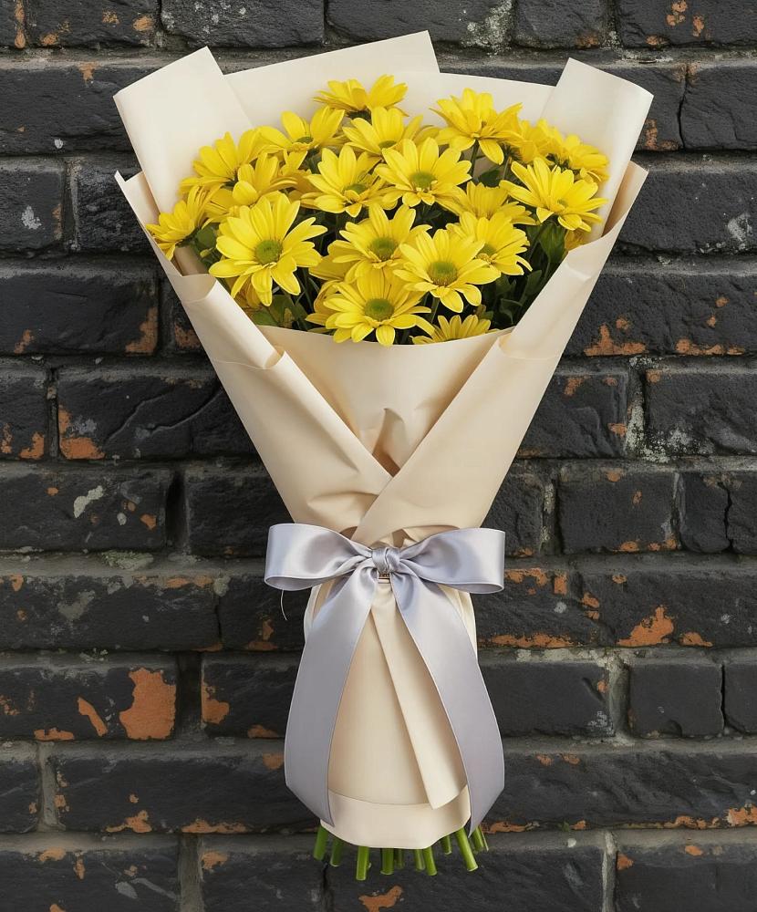 Букет Желтое настроение в Ульяновске Букет цветов из: Хризантемы в Ульяновске